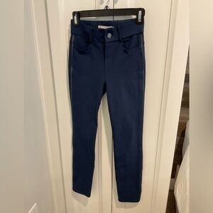 Elaine Kim Women's Navy Skinny Pants with Leather Trim